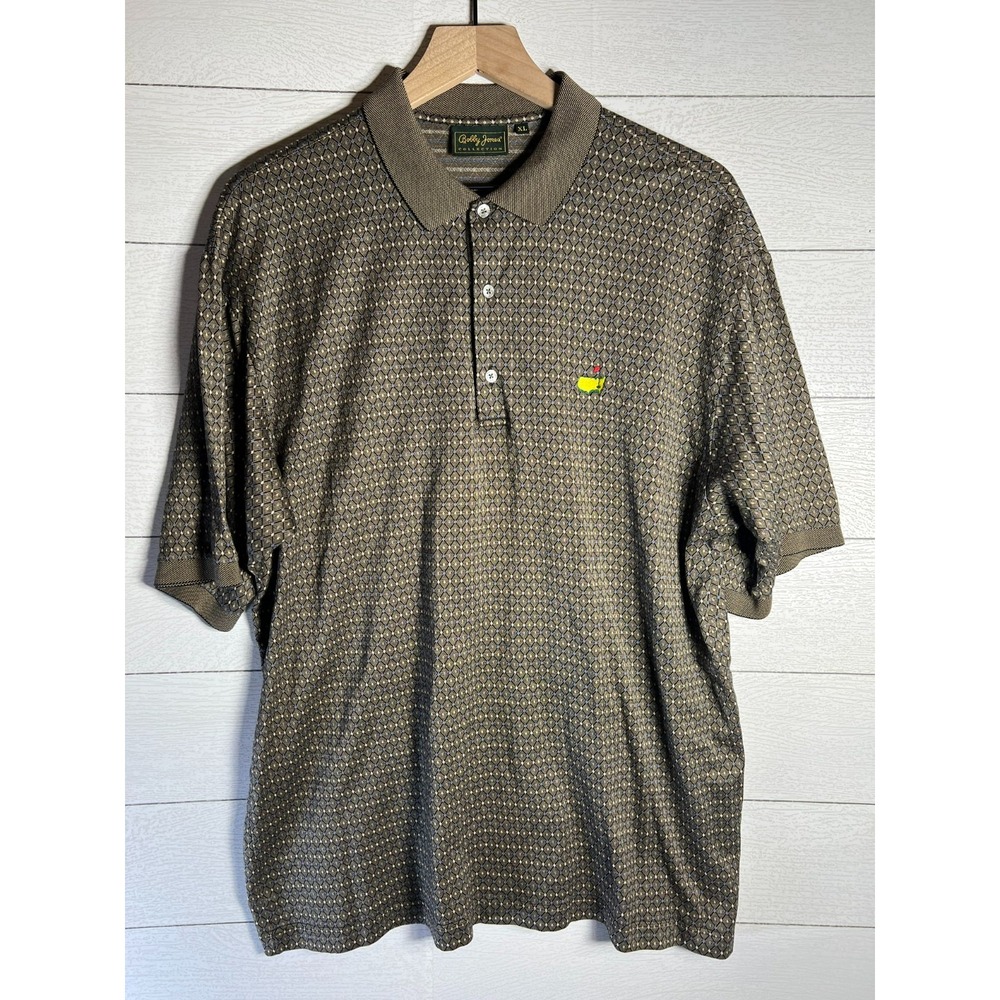 Bobby Jones Mens XL Augusta National Masters Golf Polo Brown Geometric Pattern - Picture 7 of 13